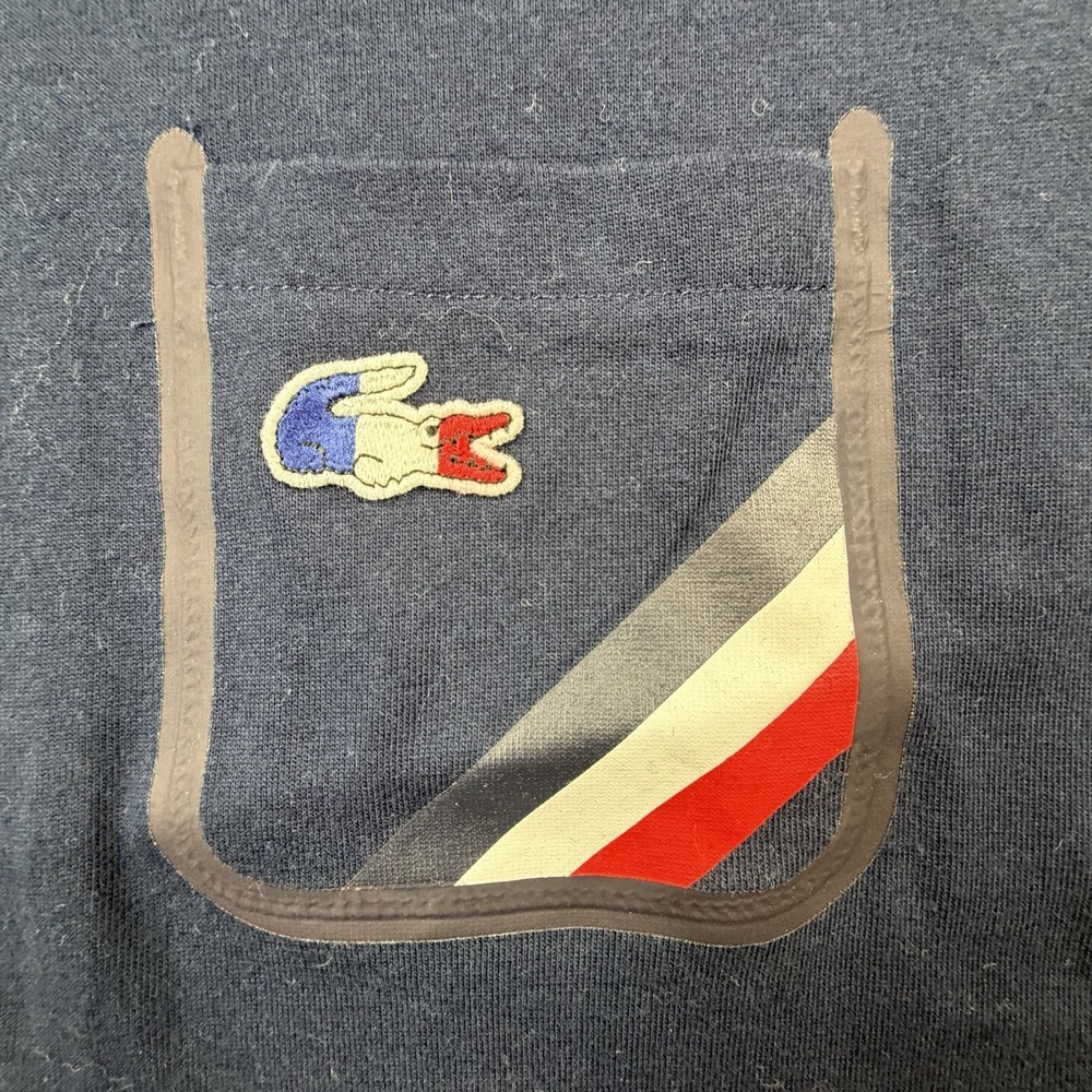 Lacoste France Olympic Team T Shirt Women 42 Navy Crocodile Tee - Picture 4 of 9